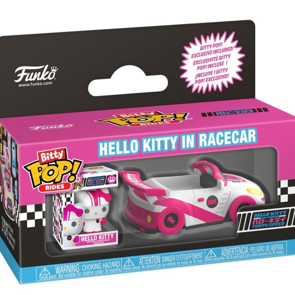 Hello Kitty w her Pink & White Racecar - Funko Bitty Pop!